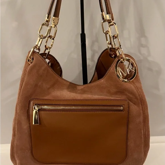 Michael Kors Brown Lillie Suede Shoulder Bag - Picture 2 of 9